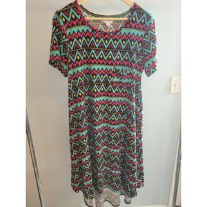 Lularoe Carly Blue Pink and Yellow Aztec Pattern